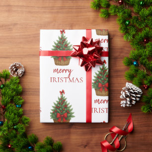 Papel De Presente Árvore de Natal Elegante – Fita Vermelha
