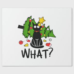 Papel De Presente Árvore de Natal engraçada de gato preto Natal aleg