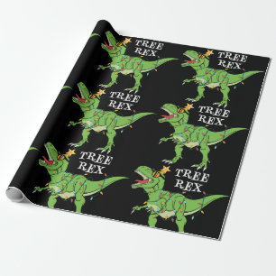 Papel De Presente Árvore de Natal Engraçado Rex Dinossaur
