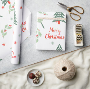 Papel De Presente Árvore de Natal Escandinava Floresta Floco de Neve