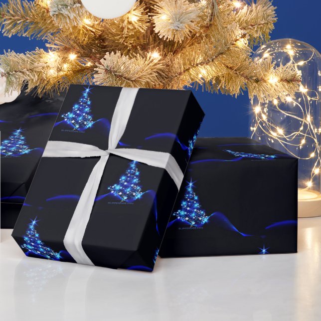 Papel De Presente Árvore de Natal estilizada e brilhante da Slippery (Feriados)