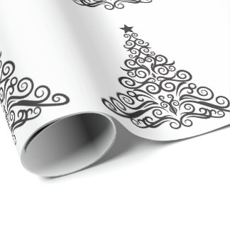 Papel De Presente Árvore de Natal Estilizada Minimalista