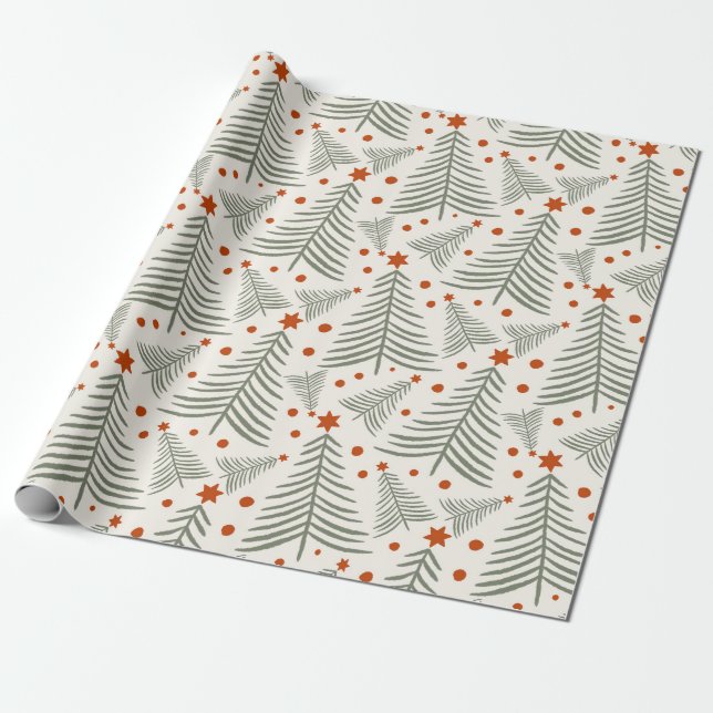 Papel De Presente Árvore de Natal Estrela Evergreen Caprichosa (Desenrolado)