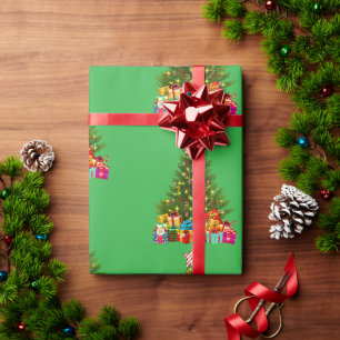 Papel De Presente Árvore de Natal feliz com o feriado do Star Presen