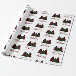 Papel De Presente Árvore de Natal Feliz da Xadrez de Natal