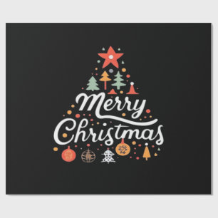 Papel De Presente Árvore de Natal Feliz Natal Clássico