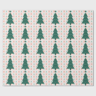 Papel De Presente Árvore de Natal Fofo Design de Férias.