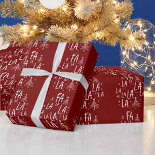 Papel De Presente Árvore de Natal Fofo Feriado Fa La La La Aconchega