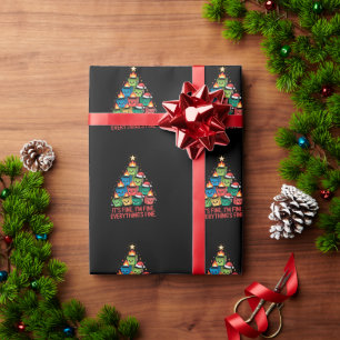 Papel De Presente Árvore de Natal Fogueira no Lixo Tudo Bem Estou Be