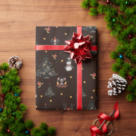 Papel De Presente Árvore de Natal Gótica Animais do Homem de Neve