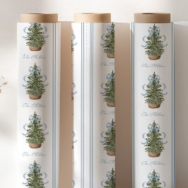 Papel De Presente Árvore de Natal Lazo Azul Natal