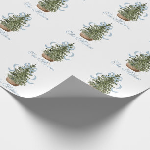 Papel De Presente Árvore de Natal Lazo Azul Natalino