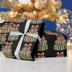 Papel De Presente Árvore de Natal Livro Professor Leitura Livresco 
