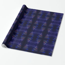 Papel De Presente Árvore de Natal Merry Stars Blue Purple Patterno