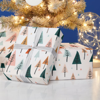 Papel De Presente Árvore de Natal Mínima Moderna