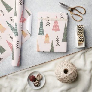 Papel De Presente Árvore de Natal Minimalista do Modern Boho