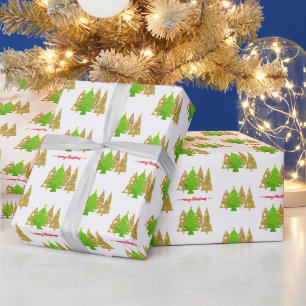 Papel De Presente Árvore de Natal   Minimalista   Dourada prenda de 