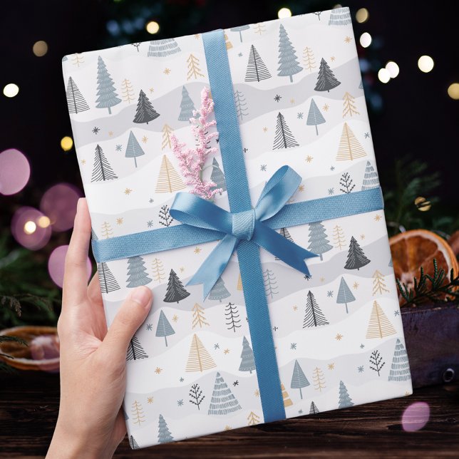Papel De Presente Árvore de Natal Moderna (Criador carregado)
