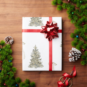 Papel De Presente Árvore de Natal Moderna e Padrão de laço fofo