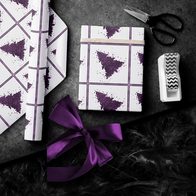 Papel De Presente Árvore de Natal Moody | Plum Roxo Profundo (Criador carregado)