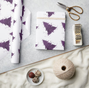 Papel De Presente Árvore de Natal Moody   Plum Roxo Profundo