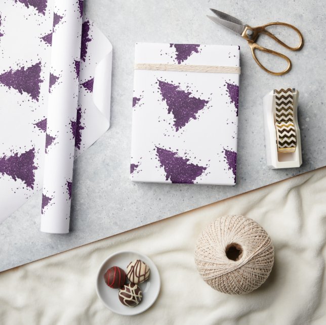 Papel De Presente Árvore de Natal Moody | Plum Roxo Profundo (Artesanato)