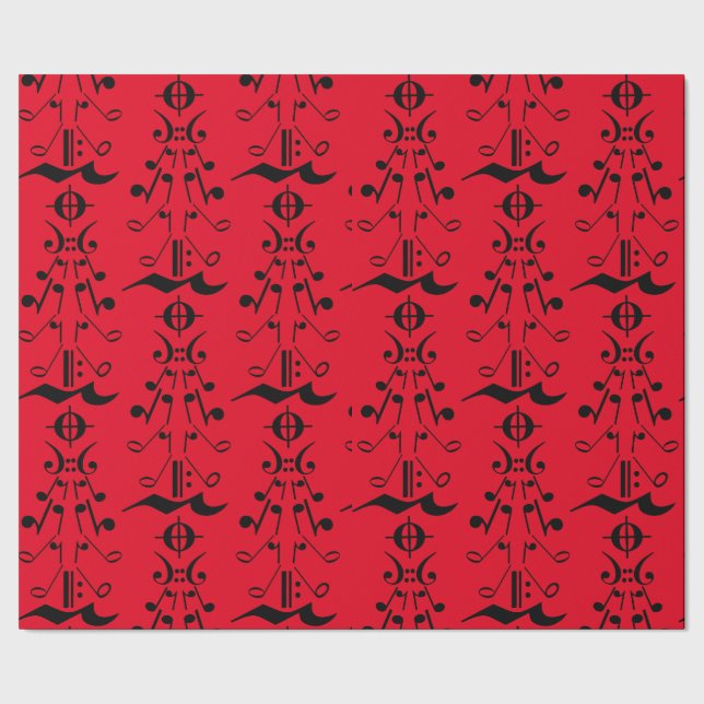 Papel De Presente Árvore de Natal - Notas e Símbolos de Música (Barra)