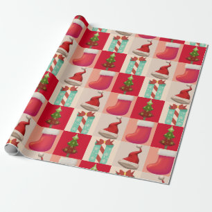 Papel De Presente Árvore de Natal Papais noeis Festivos presentes N