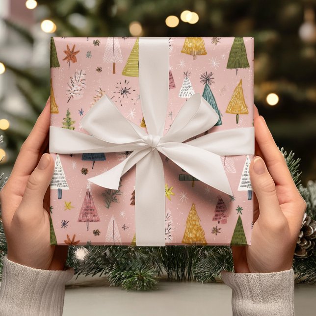 Papel De Presente Árvore de Natal Pastel Caprichosa (Criador carregado)