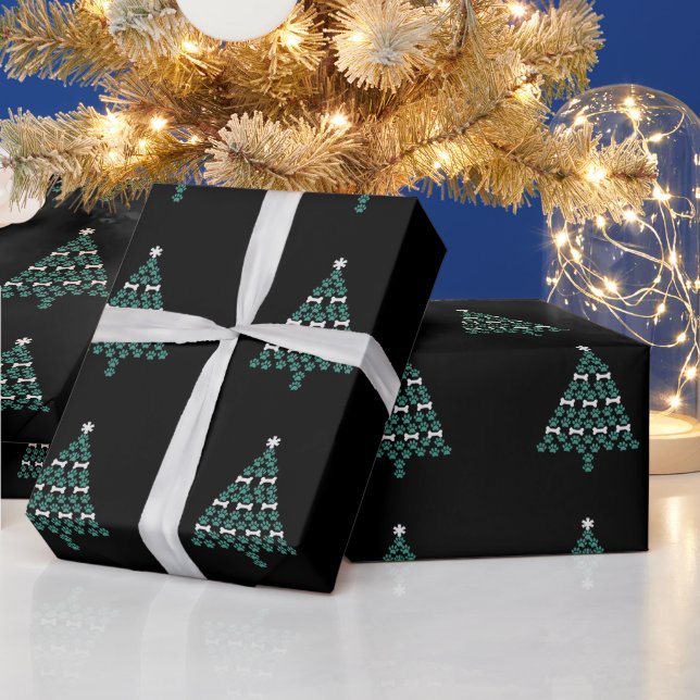 Papel De Presente Árvore de Natal Pata de Cachorro Presente de Natal (Feriados)