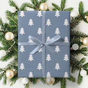 Papel De Presente Árvore de Natal Pinheiro de Inverno Menino Azul Mi