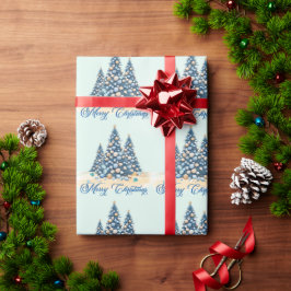 Papel De Presente Árvore de Natal Praia Feliz Natal