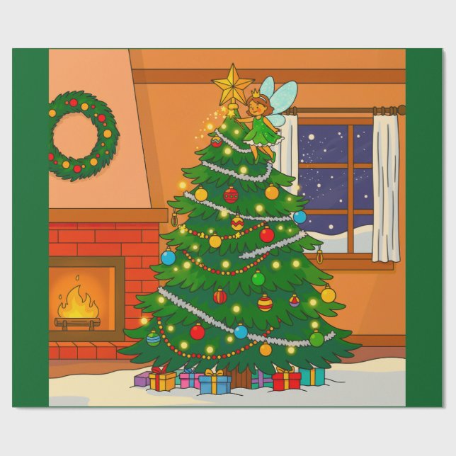 PAPEL DE PRESENTE ÁRVORE DE NATAL QUENTE DESIGN DE ÁRVORE (Aberto)