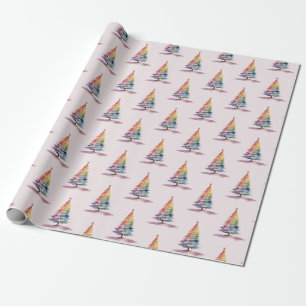 Papel De Presente Árvore de Natal Rainbow