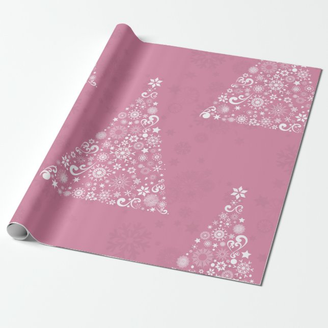 Papel De Presente árvore de natal rosa (Desenrolado)