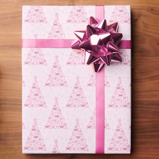 Papel De Presente Árvore de Natal Rosa (Criador carregado)