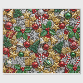 Papel De Presente Árvore de Natal Santa Aconchegante Mosaico de Choc