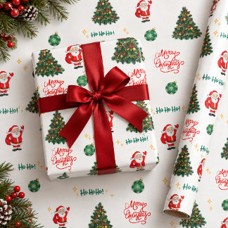 Papel De Presente Árvore de Natal Santa Feliz Natal Ho Ho Ho