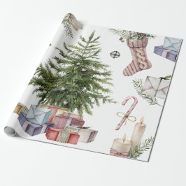 Papel De Presente Árvore de Natal Simples com Vintage de presentes