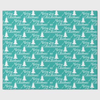 Papel De Presente Árvore de Natal simples de turquesa