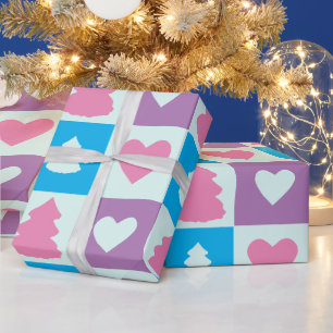 Papel De Presente Árvore de Natal simplesmente violeta e azul