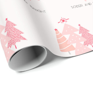 Papel De Presente Árvore de Natal Sóbria e Rosa