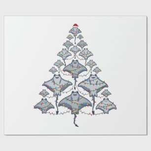 Papel De Presente Árvore de Natal Stingray Chapéu de Papai Noel Luze