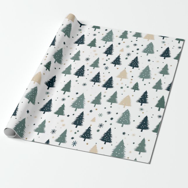 Papel De Presente Árvore de Natal Verde Simples (Desenrolado)