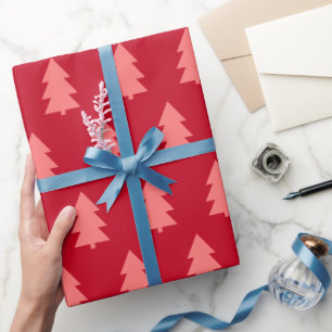 Papel De Presente Árvore de Natal Vermelho Escuro