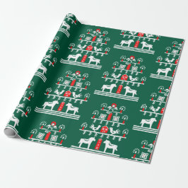 Papel De Presente Árvore de Natal Vermelho Verde, Festiva, Escandi, 