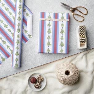 Papel De Presente Árvore de Natal Watercolor Mahjong