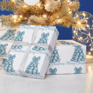 Papel De Presente Árvore de Ostra Arco Préppy Natal Coquette