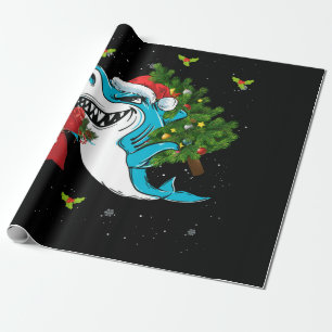 Papel De Presente Árvore de Papais noeis de Natal de Sharkmas