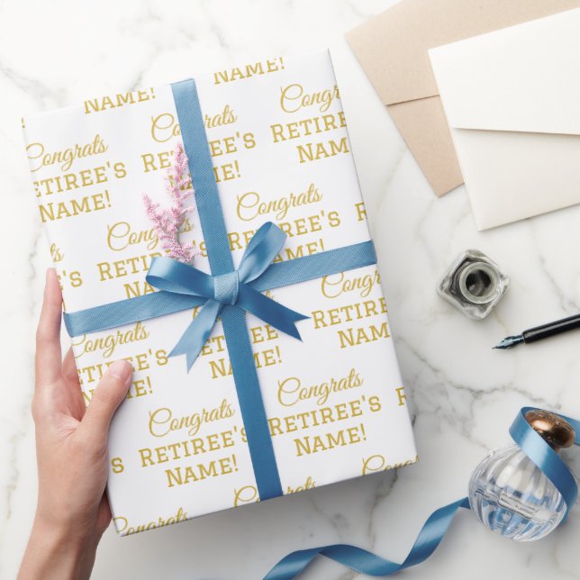 Papel De Presente Árvore de Parabéns Personalizado! Branco e Dourado (Presentear)